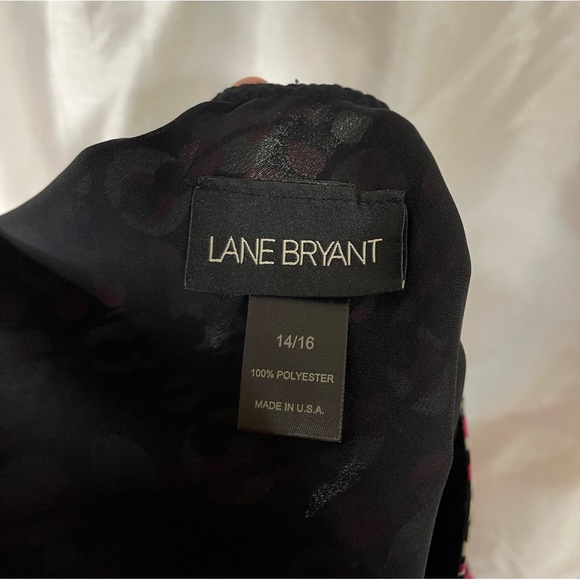 Plus Size Lane Bryant Black Pink White Retro Geometric Print Flowy Midi Skirt - Picture 3 of 4